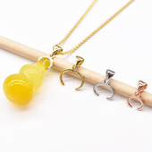 镀925银葫芦吊坠扣横孔牛鼻夹扣 万能扣头瓜子扣玉石蜜蜡左右卡扣