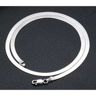 镀白金蛇骨项链 男士 女士短款刀片链 K金扁平蛇骨链配件