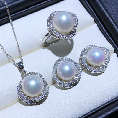 diy珍珠微镶锆石戒指吊坠