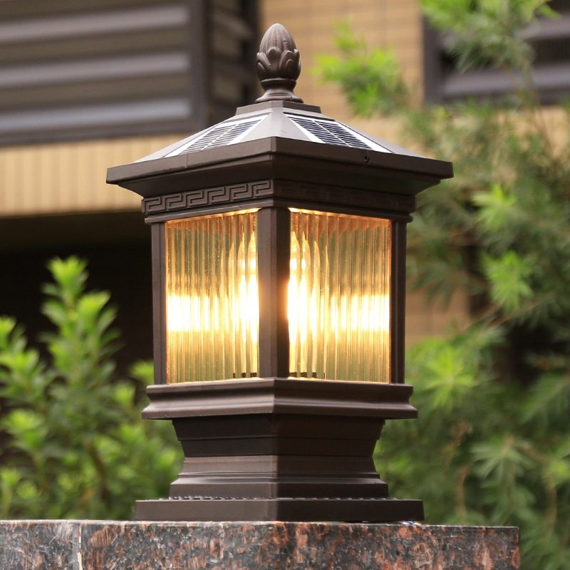 太阳能柱子灯led新中式庭院户外围墙院子灯门柱头灯墙头灯大门灯