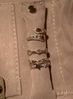 【棠洛】高级感浅钛金戒指女精致轻奢欧美风食指戒指叠戴白女饰品