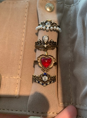 vintage古着戒指女小众设计感食指戒指开口可调节复古指环个性潮