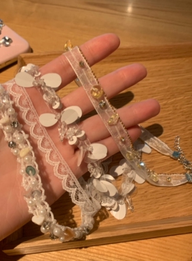 棠洛 「白色岛屿」choker白色系颈链纯欲感锁骨链布艺丝带项圈潮