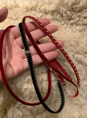 细款choker系列 小众高级感显脖子细锁骨链贴肤秋冬颈链丝绒项圈