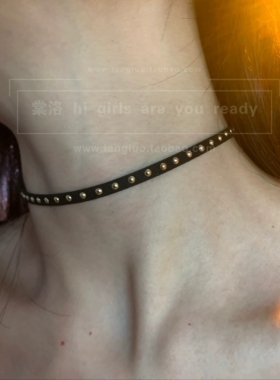 棠洛 单排金珠细麂皮choker颈链女显脖子细长黑色项圈日常高级感