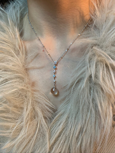 棠洛 冰透「雪国列车」水晶吊坠项链女氛围感Y字链修饰肩颈毛衣链