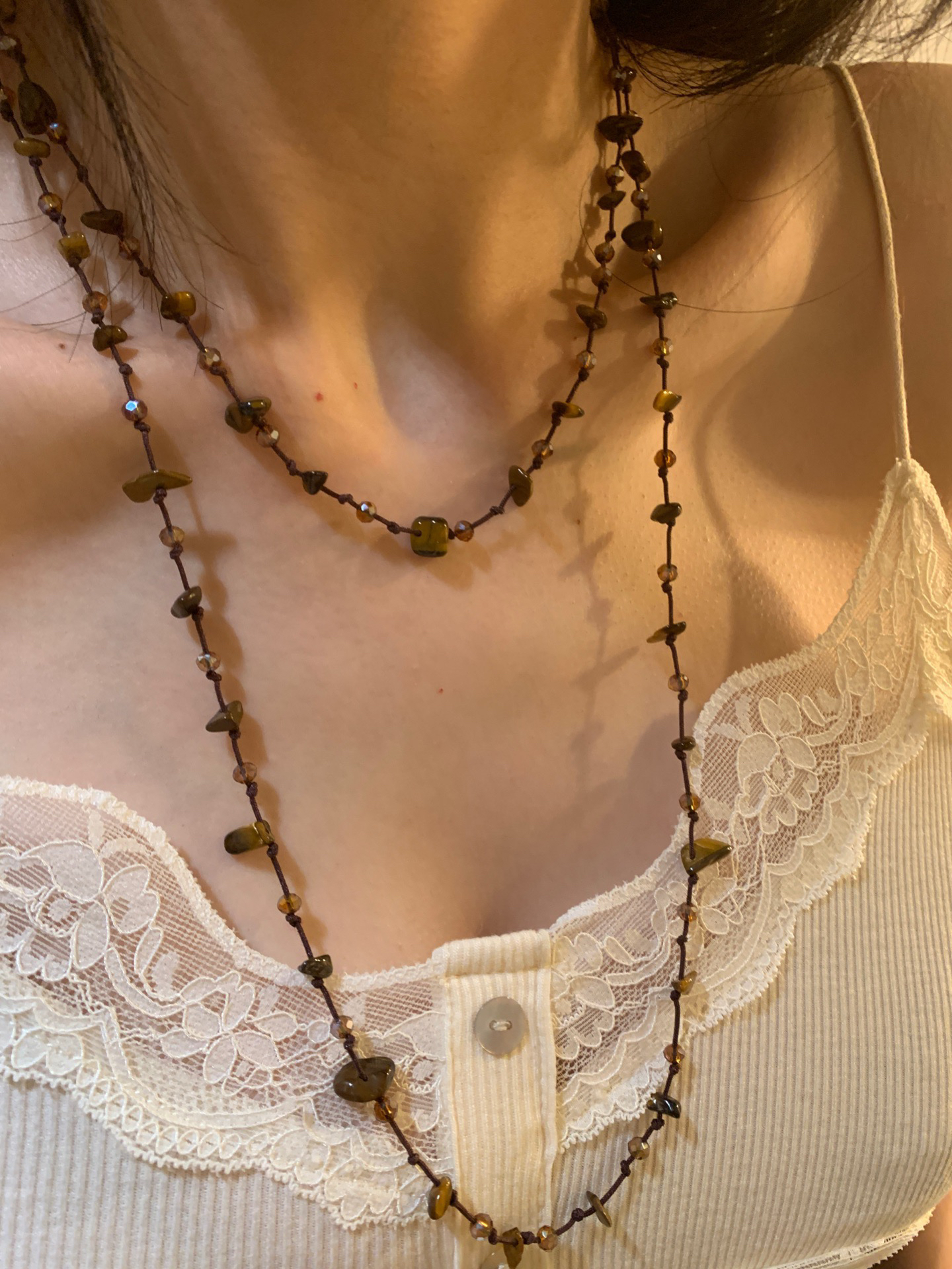 波斯湾系列 手作vintage碎石项链女长款绕脖项链波西米亚风高级感