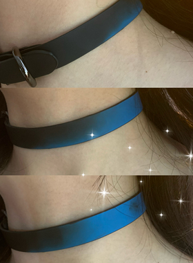 温感变蓝色choker颈链女小众个性软皮革项圈辣妹甜酷风锁骨链2026