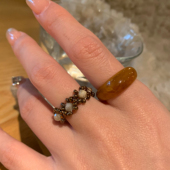 手作款 vintage美拉德咖色指环戒指女叠戴高级感戒圈日常百搭2026