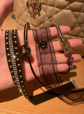 棠洛 黑色甜酷系列choker颈链女个性细款颈带辣妹风锁骨链百搭潮