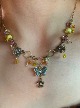 绿芜 vintage蝴蝶项链复古波西米亚风锁骨链小众独特颈链女2025新