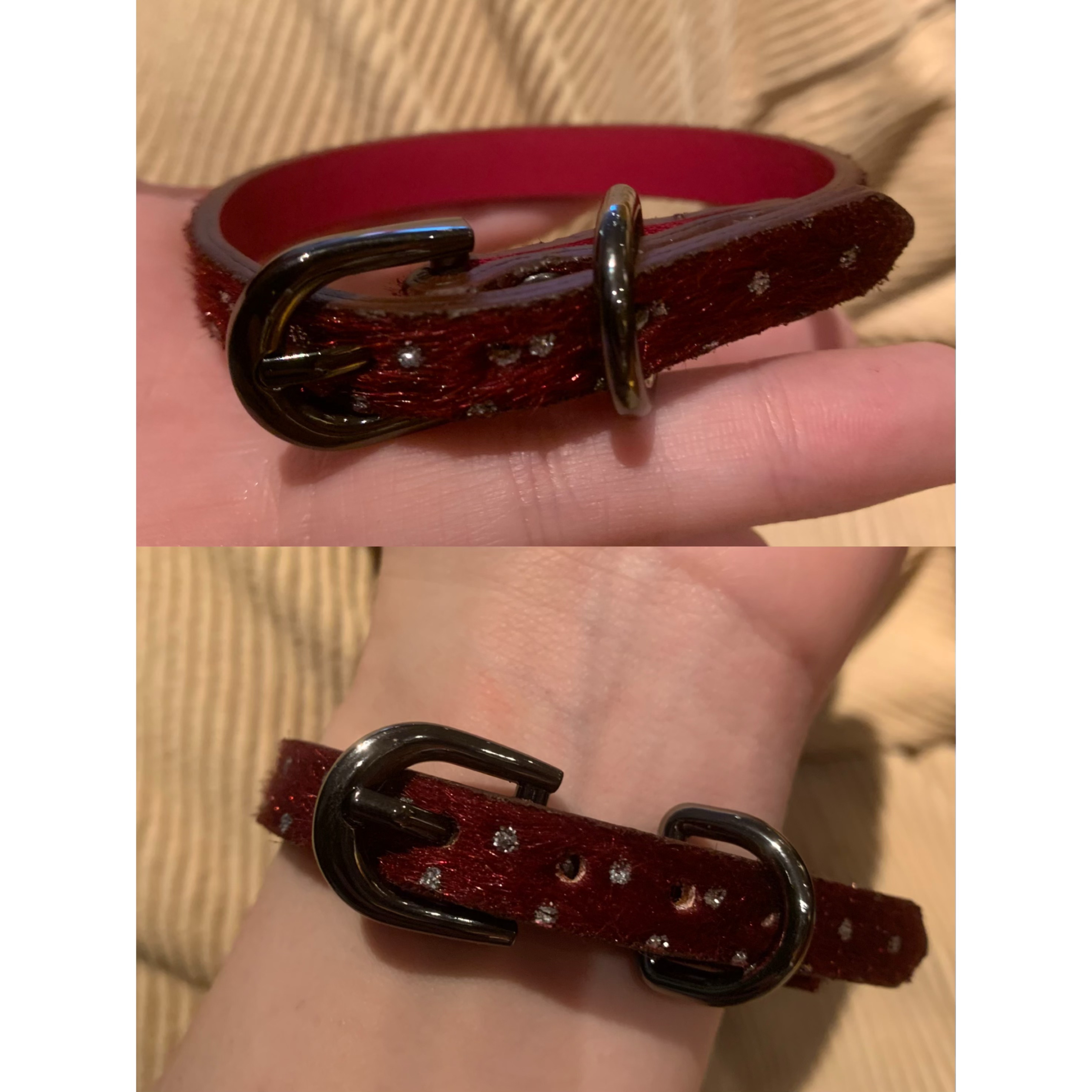 棠洛 红色碎钻马毛手镯女小众个性y2k辣妹手环千禧感手饰品2026爆