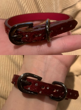 棠洛 红色碎钻马毛手镯女小众个性y2k辣妹手环千禧感手饰品2026爆