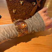 vintage夸张高级感宽版 咖色手镯女欧美辣妹风手饰品秋冬手链2026