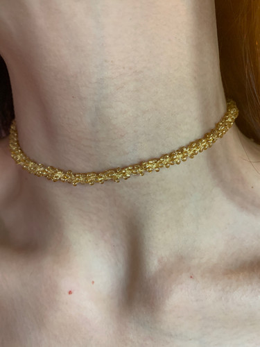 波希废土风浅金色钉珠choker颈链女小众vintage复古绕圈毛衣链潮