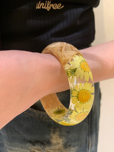 小雏菊 手环波西米亚风手链高级感 vintage编藤树脂手镯女独特个性