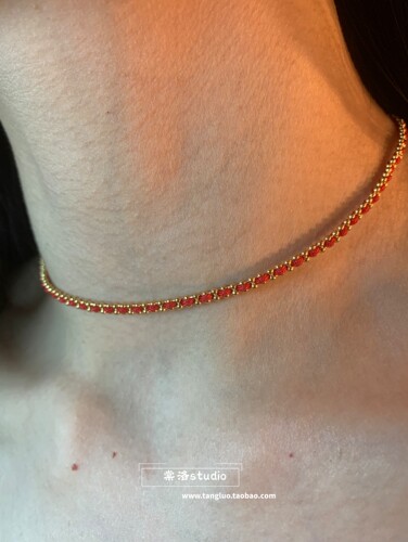 Lucky Red String“幸运红绳”棠洛手作编织choker极细锁骨链颈链