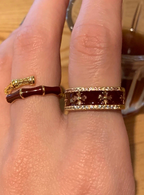 红色滴釉十字架戒指女复古辣妹指环小众高级感叠戴戒圈2025新款