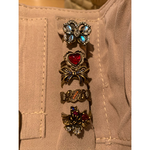 千禧感古着戒指女小众个性食指戒指叠戴中古做旧戒圈开口可调节潮