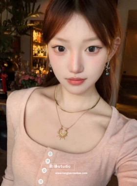 棠洛 欧美ins风金色蛇骨太阳花项链女小众高级感锁骨链日常百搭潮