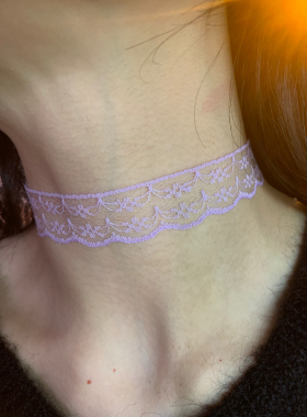 迷雾紫蕾丝choker项圈女贴脖颈链小众性感锁骨链布艺短款毛衣链潮