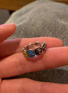 春夏款 彩色克罗十字架戒指女小众高级感戒指甜酷辣妹风2025新潮