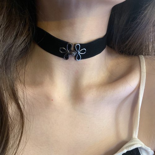 新中式盘扣丝绒choker秋冬颈链