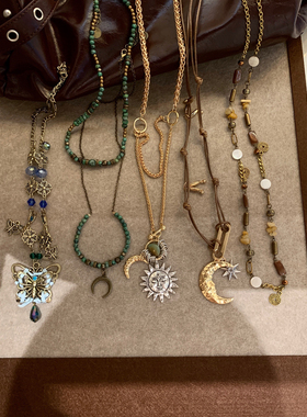 vintage做旧复古项链女小众独特波西米亚风长项链欧美个性毛衣链