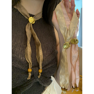 废土风丝巾choker颈链女个性独特锁骨链可调节颈带绕脖配饰秋冬潮