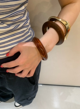 棠洛「叛逆宣言」不规则琥珀套装手镯女ins欧美辣妹宽版夸张手环