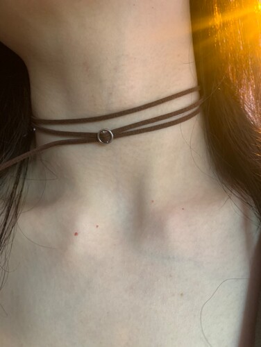 棠洛 原创手作款麂皮choker颈链女显脖子细长项圈简约甜酷风颈带