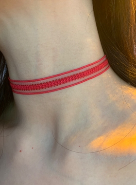 棠洛红色微弹力颈链choker女显白项圈布艺颈带甜酷风锁骨链2026爆