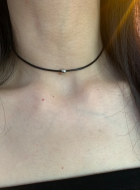 简约极细蜡绳choker颈链女日常百搭锁骨链黑色甜酷细项链毛衣链潮