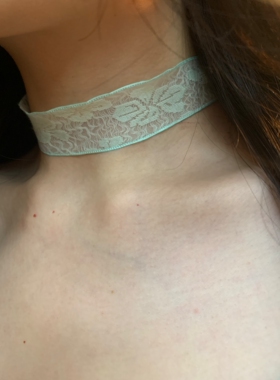 【棠洛】小众薄荷绿蕾丝choker颈链女宽版颈带纯欲洛丽塔短项链潮