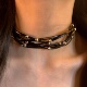 暗黑系项链短款 黑色多层PU皮颈链哥特式 超酷 choker 棠洛