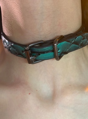 幽绿蛇纹choker项圈女软皮颈链