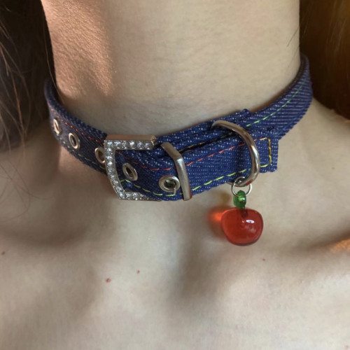 甜酷y2k辣妹牛仔布艺颈环春夏choker项圈女小众设计感百搭颈链潮