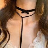 黑色植绒无扣细版 sexy 蝴蝶结丝绒绑带 项链颈链绑带链锁骨链2022