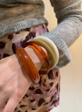 【棠洛】4件套 麋鹿森林 叠戴琥珀树脂手镯女多层手环秋冬高级感