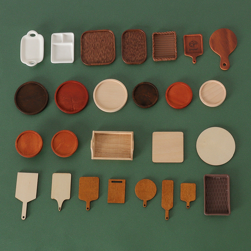 托盘餐盘系列仿真面包收纳盘娃娃屋娃用微缩ob11模型迷你厨房配件