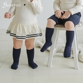 韩国benzdeer周岁宝宝袜子婴儿袜春秋藏青中筒袜长袜黑色灰色洋气