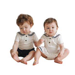 韩国benzdeer 夏宝宝学院风百天周岁连体衣服龙凤胎拍照礼服男女