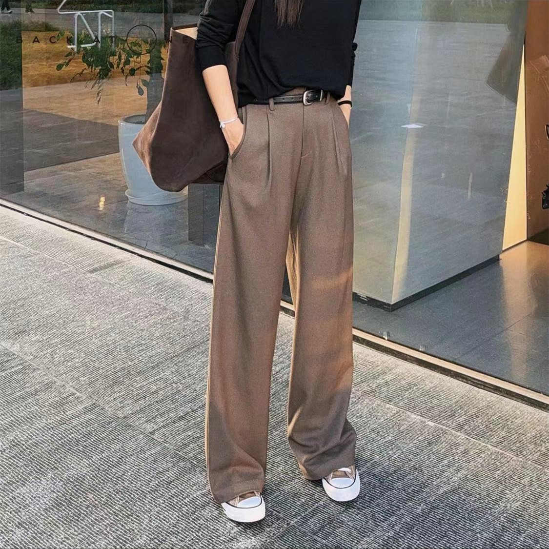 高腰休闲版型长裤设计感西裤