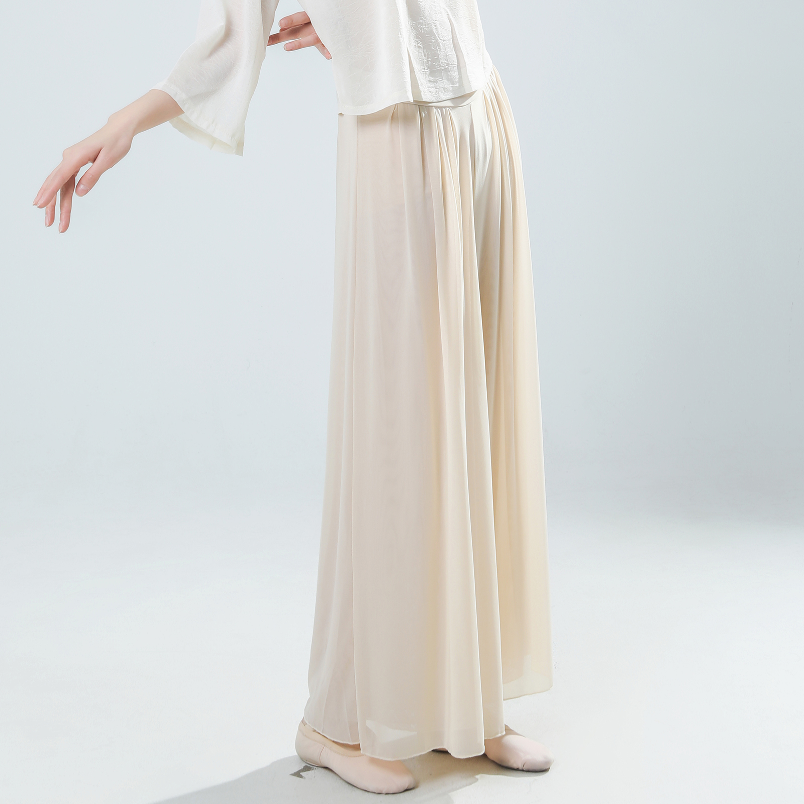 朵棠古典舞跳舞练功裤子教师网纱舞蹈裤高腰双层阔腿飘逸舞蹈裤服