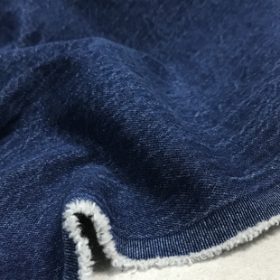 微弹软水洗高品质品牌日本进口大牌设计师 丹宁牛仔布料深蓝色厚款