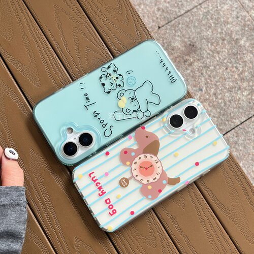 imd透明磨砂小熊狗狗适用苹果iphone15promax/16pro/17promax/15pro/16promax/17pro手机壳