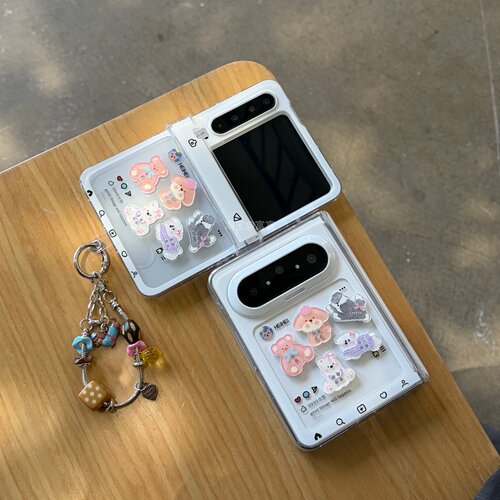 透明全包卡通立体小狗适用puraxmax/三星zfpli8/小米mixflip/oppofindn3flip折叠手机壳