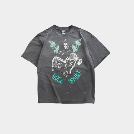 Saint Michael骷髅蝙蝠美式高街重磅vintage水洗复古VTG短袖T恤男