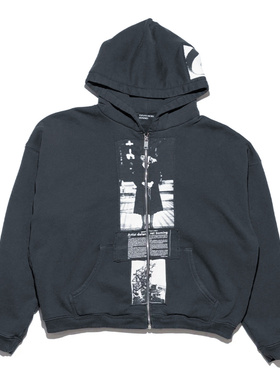 ERD SS25 艺术家捍卫宽松“ASSEMBLAGE”拉链连帽衫图案印花卫衣