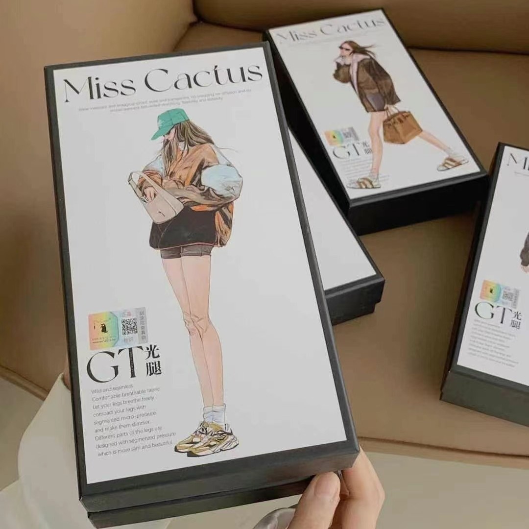 Miss Cactus双层光腿肉色打底裤可拆卸加绒加厚黑丝透肤袜女